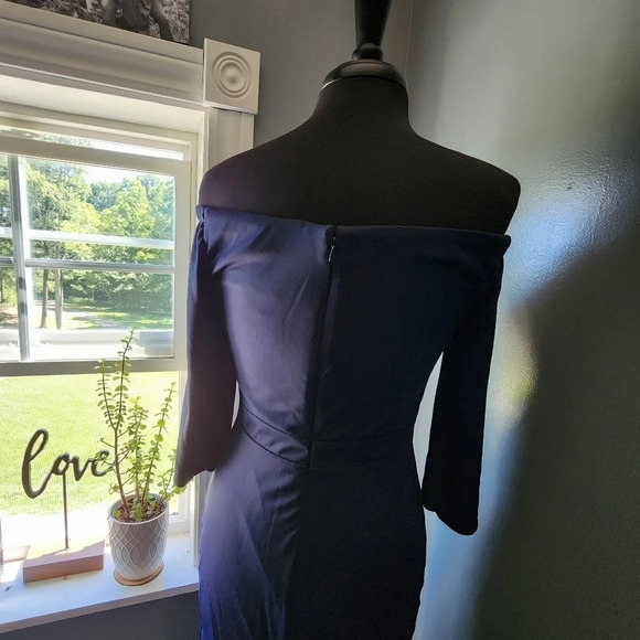 Allure Bridesmaids Off the Shoulder Navy Dress - Picture 7 of 7